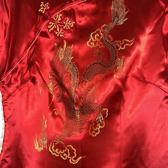 Yan’s Collection Red and Gold Phoenix and Falcon Chinese Dress.  Like new. - Picture 6 of 14